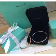 Brățară Tiffany Fleur de Lis Liliaceous Decoration cu diamante pentru femei, argint/aur roz