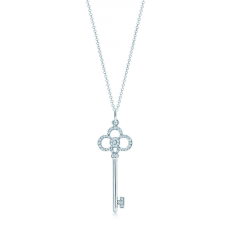 Pandantiv Tiffany Keys Crown Key fals cu diamante, colier cu lanț din argint sterling, bijuterii, vânzare Marea Britanie