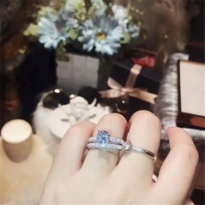 Set de inele duble înguste Tiffany cu cristale pavate, de vânzare