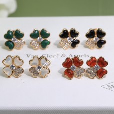 Cercei Van Cleef Arpels Cosmos din aur roz cu diamant alb/roșu/negru/verde