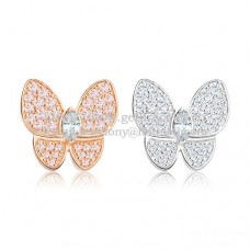 Cercei Van Cleef Arpels Flying Two Butterfly din aur roz și diamant pavat