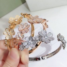 Brățară Van Cleef Arpels Frivole - 1 7 Flori Aur Galben/Aur Alb/Aur Roz cu Diamant