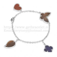 Brățară Van Cleef Arpels Lucky Alhambra cu 4 motive din aur alb cu combinație de pietre 002