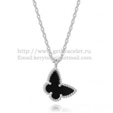 Colier Van Cleef Arpels Lucky Alhambra Butterfly din aur alb cu sidef onix negru