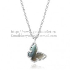 Colier Van Cleef Arpels Lucky Alhambra Butterfly din aur alb cu sidef gri