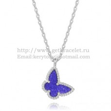 Colier Van Cleef Arpels Lucky Alhambra Butterfly din aur alb cu lapis lazuli și sidef