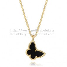 Colier Van Cleef Arpels Lucky Alhambra Butterfly din aur galben cu sidef onix negru