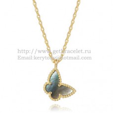 Colier Van Cleef Arpels Lucky Alhambra Butterfly din aur galben cu sidef gri
