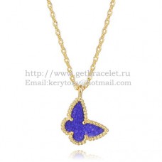 Colier Van Cleef Arpels Lucky Alhambra Butterfly din aur galben cu lapis lazuli și sidef