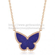 Pandantiv Van Cleef Arpels Lucky Alhambra Butterfly din aur roz cu lapis lazuli, sidef