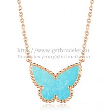Pandantiv Van Cleef Arpels Lucky Alhambra Butterfly din aur roz cu sidef turcoaz