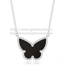 Pandantiv Van Cleef Arpels Lucky Alhambra Butterfly din aur alb cu sidef onix negru