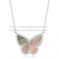 Pandantiv Van Cleef Arpels Lucky Alhambra Butterfly din aur alb cu sidef gri