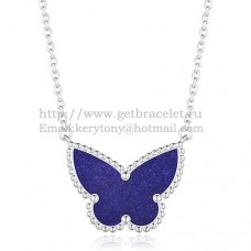 Pandantiv Van Cleef Arpels Lucky Alhambra Butterfly din aur alb cu lapis lazuli, sidef