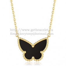 Pandantiv Van Cleef Arpels Lucky Alhambra Butterfly din aur galben cu sidef onix negru
