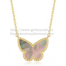Pandantiv Van Cleef Arpels Lucky Alhambra Butterfly din aur galben cu sidef gri