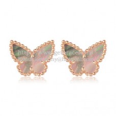Cercei Van Cleef Arpels Sweet Alhambra Butterfly din aur roz cu sidef gri