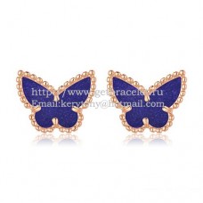 Cercei Van Cleef Arpels Sweet Alhambra Butterfly din aur roz cu lapis lazuli și sidef