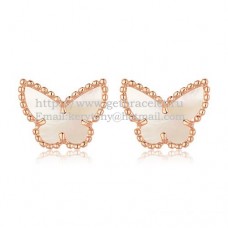 Cercei Van Cleef Arpels Sweet Alhambra Butterfly din aur roz cu sidef alb