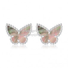 Cercei Van Cleef Arpels Sweet Alhambra Butterfly din aur alb cu sidef gri