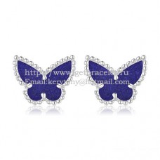 Cercei Van Cleef Arpels Sweet Alhambra Butterfly din aur alb cu lapis lazuli și sidef