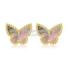 Cercei Van Cleef Arpels Sweet Alhambra Butterfly din aur galben cu sidef gri