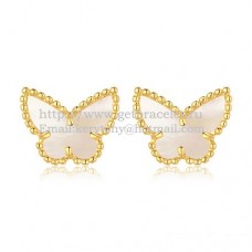Cercei Van Cleef Arpels Sweet Alhambra Butterfly din aur galben cu sidef alb
