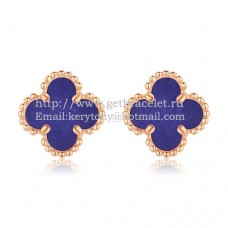 Cercei Van Cleef Arpels Sweet Alhambra din aur roz cu lapis lazuli, sidef