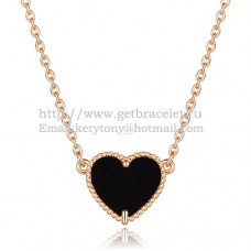 Pandantiv Van Cleef Arpels Sweet Alhambra Heart din aur roz cu sidef onix negru