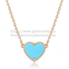 Pandantiv Van Cleef Arpels Sweet Alhambra Heart din aur roz cu sidef turcoaz