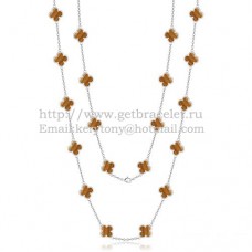 Colier Van Cleef Arpels Alhambra din aur alb cu 20 de motive și ochi de tigru, sidef