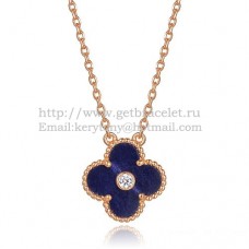 Pandantiv Van Cleef Arpels Alhambra din aur roz cu lapis lazuli, diamante rotunde din sidef
