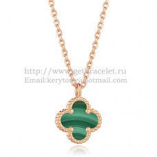 Pandantiv Van Cleef Arpels Sweet Alhambra din aur roz cu sidef de malachit 9mm