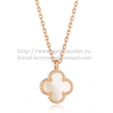 Pandantiv Van Cleef Arpels Sweet Alhambra din aur roz cu sidef alb 9mm