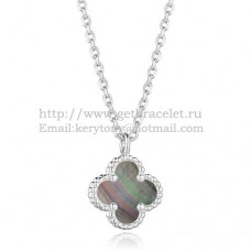 Pandantiv Van Cleef Arpels Sweet Alhambra din aur alb cu sidef gri 9mm