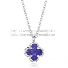 Pandantiv Van Cleef Arpels Sweet Alhambra din aur alb cu lapis lazuli, sidef 9mm