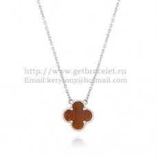 Pandantiv Van Cleef Arpels Alhambra din aur alb cu ochi de tigru, sidef 15mm