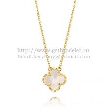 Pandantiv Van Cleef Arpels Alhambra din aur galben, sidef alb, 15 mm