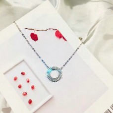 Pandantiv Tiffany cu cerc și pietre prețioase, colier din argint/aur galben de 14K, bijuterii, cadou de Ziua Îndrăgostiților